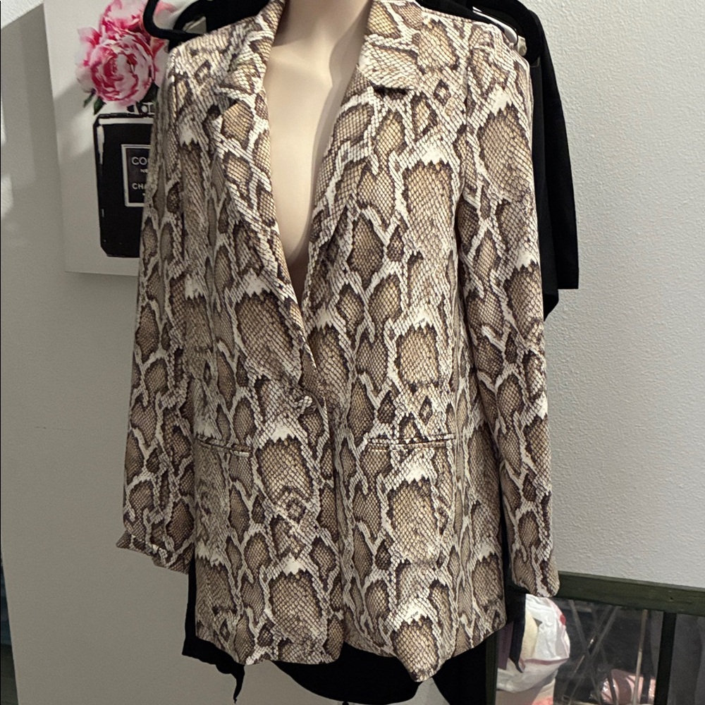 AFRM Beige Snake Print Blazer